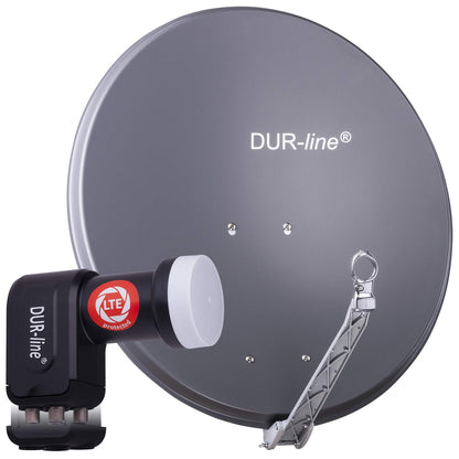 DUR-line Select 75/80cm Sat-Anlage 4 Teilnehmer Anthrazit: Anthraziter parabolischer Reflektor. Empfängt Satellitenprogramme für 4 Teilnehmer.