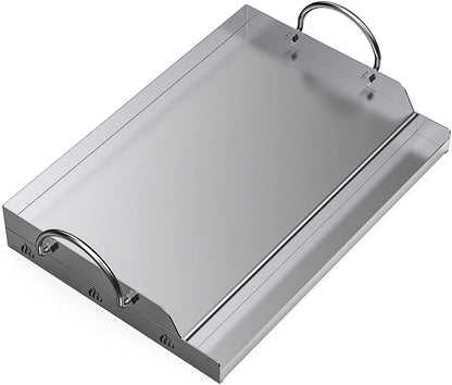 Onlyfire Universal BBQ Edelstahl Plancha Grillplatte 58.4x40.6cm. Rechteckige Edelstahlplatte zum Braten und Kochen auf dem Grill.