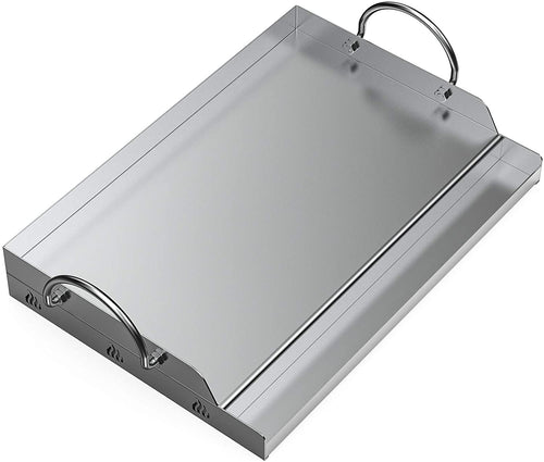 Onlyfire Universal BBQ Edelstahl Plancha Grillplatte 58.4x40.6cm. Rechteckige Edelstahlplatte zum Braten und Kochen auf dem Grill.