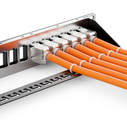 deleyCON 24 Port Keystone Patchpanel CAT6a - 19" Rack Schwarz