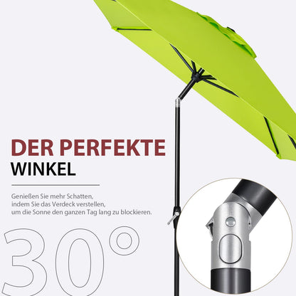 Sekey Sonnenschirm rechteckig 210 x 140 cm mit Kurbel, Apfelgrün