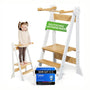 Practical Living Lernturm aus Bambus, klappbar und höhenverstellbar, Tritthocker für Kinder ab 1 Jahr