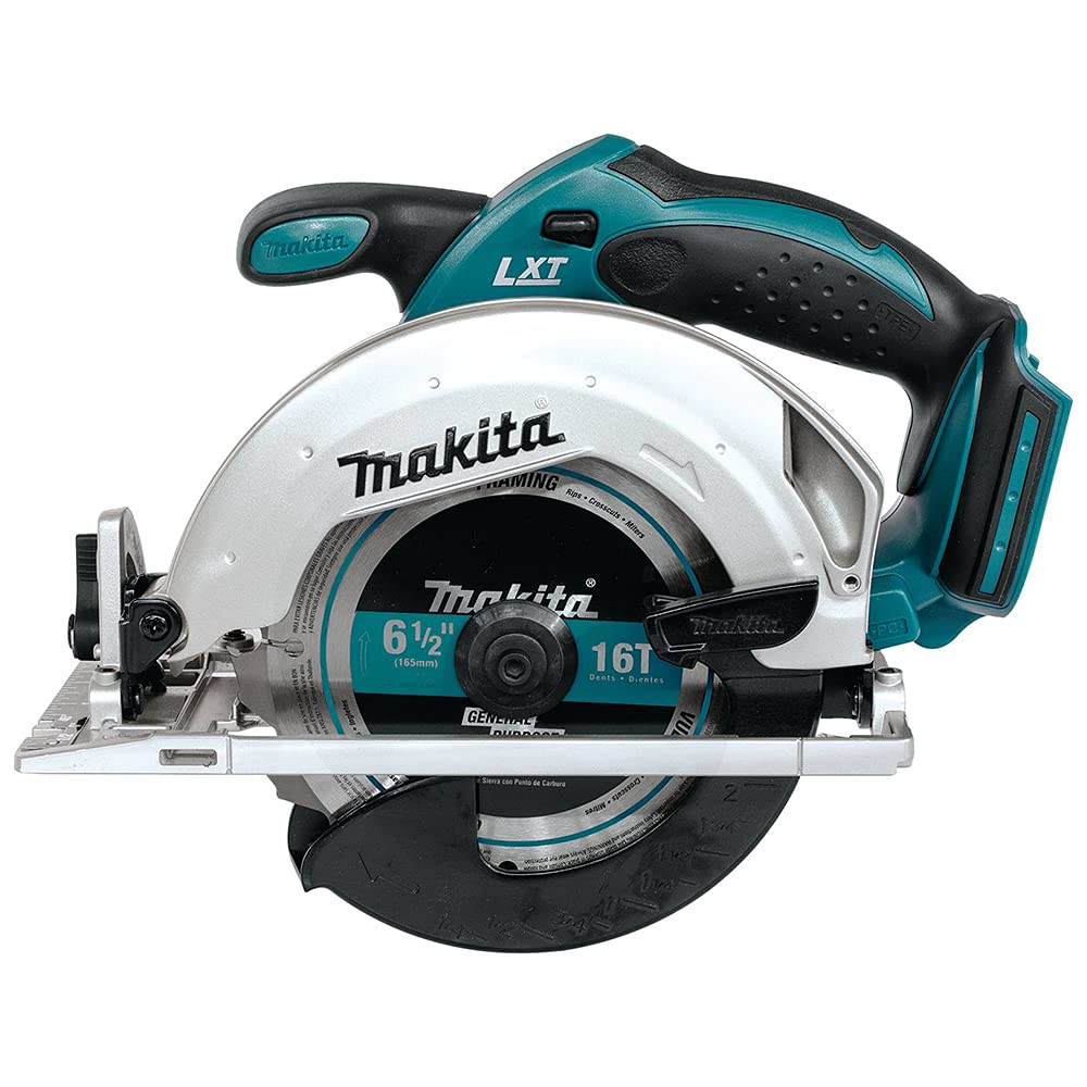 Makita DSS611Z Li-Ionen Akku-Kreissäge - Nur Gehäuse: Blaue Handkreissäge für präzises, kabelloses Sägen von Holz und Platten.