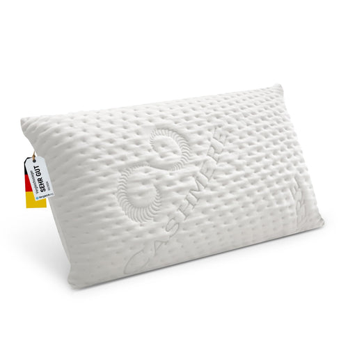 FMP Matratzenmanufaktur Orthopädisches Nackenkissen Visco 11 cm weiss. Weisses, ergonomisch geformtes Visco-Kissen stützt Halswirbelsäule im Schlaf.