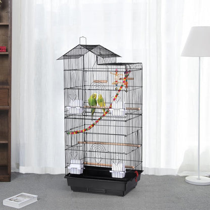 Yaheetech Vogelkäfig mit Spielzeug für Ziervögel – Schwarz, 99cm