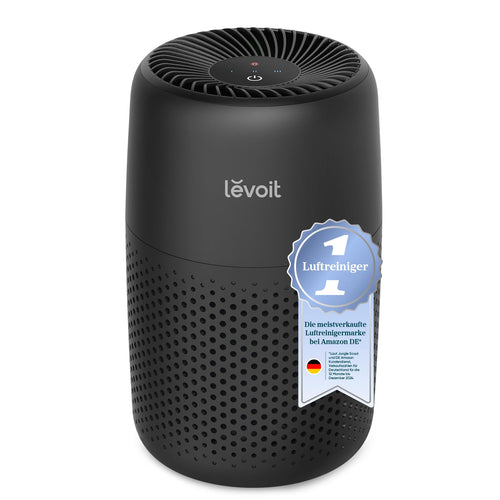 LEVOIT Core Mini Luftreiniger HEPA Filter – Schwarz mit Aromatherapie. Zylindrisch, kompakt. Reinigt Luft, spendet Duft.