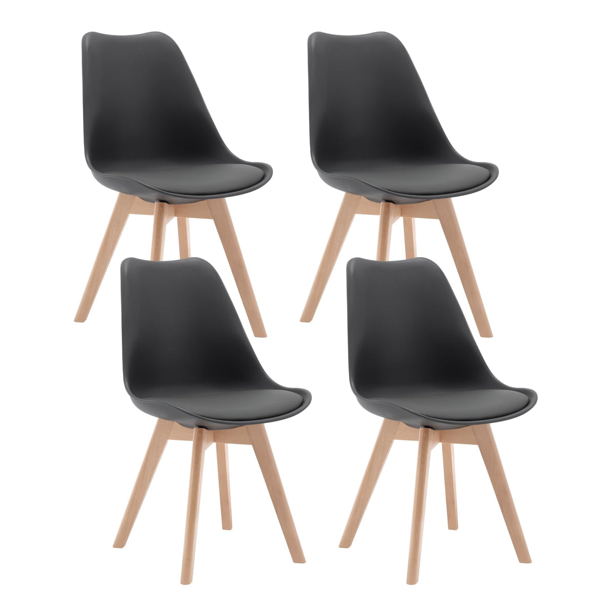 WOLTU Esszimmerstühle 4er Set – Kunstleder Skandi Grau, 4 graue Stühle mit Kunstlederbezug für moderne Esstische.