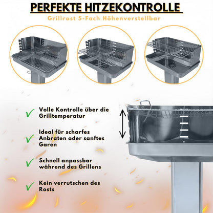 ACTIVA Pisa Säulengrill Edelstahl Holzkohlegrill 54 x 34 cm