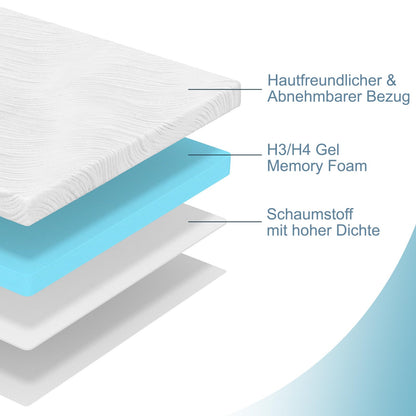 Hiimgo Gel Topper 140x200 cm, Kaltschaum Matratzentopper H3/H4, 10 cm