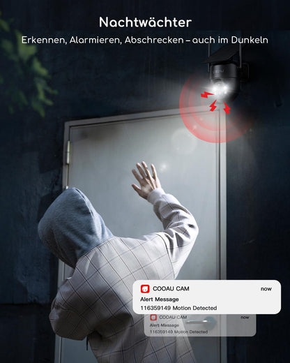 COOAU C5 Pro Überwachungskamera aussen, 2K WLAN Solar mit Akku
