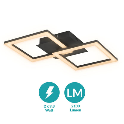 EGLO LED Deckenleuchte RGBIC mit Fernbedienung, Aluminium schwarz