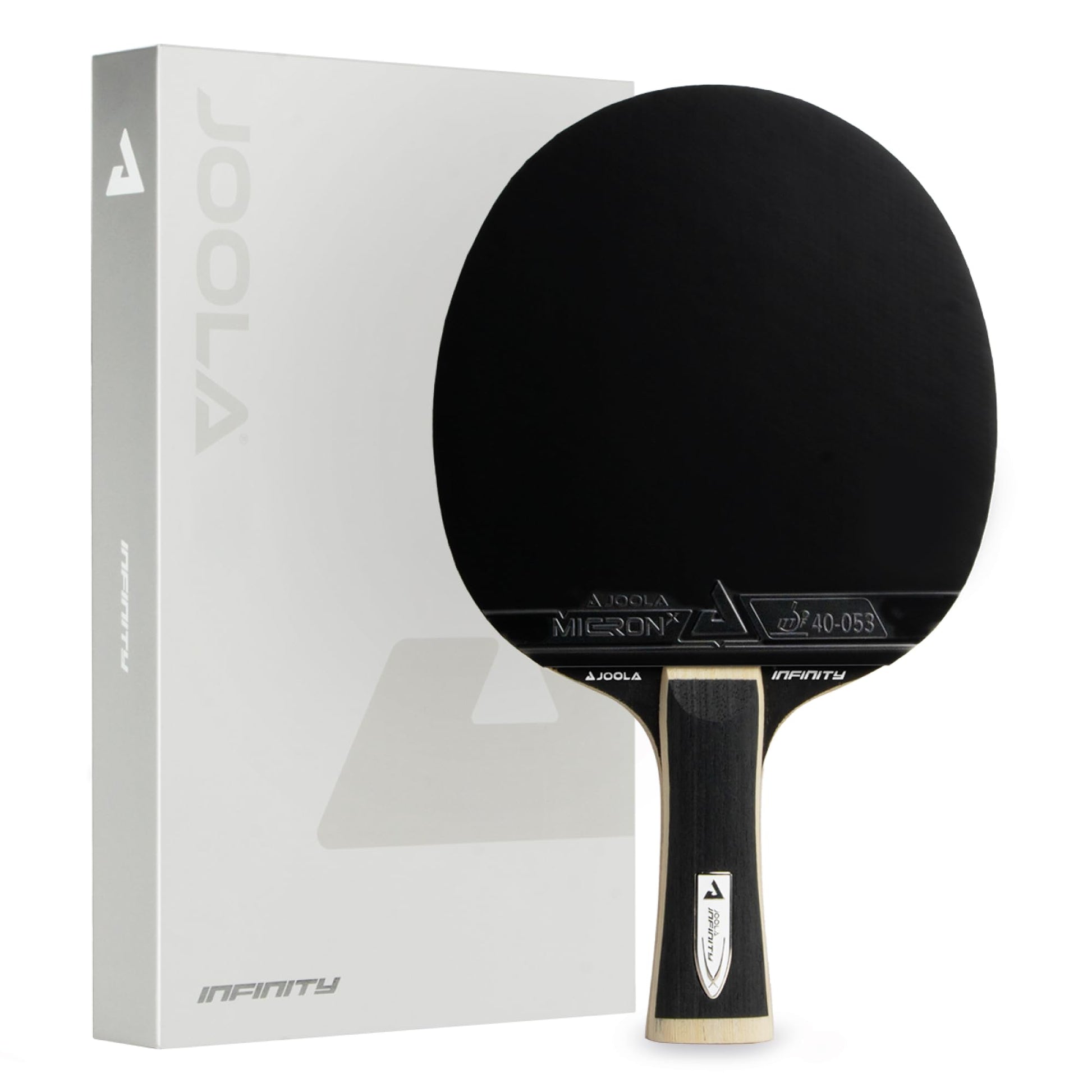JOOLA White Infinity Z Tischtennisschläger - Profischläger. Rundes Schlägerblatt, ergonomischer Griff, rote/schwarze Beläge. Für präzises Tischtennisspiel.