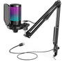 FIFINE USB Gaming Mikrofon Kit mit Auslegerarm für PC, PS4, PS5 – Kondensatormikrofon mit RGB-Beleuchtung