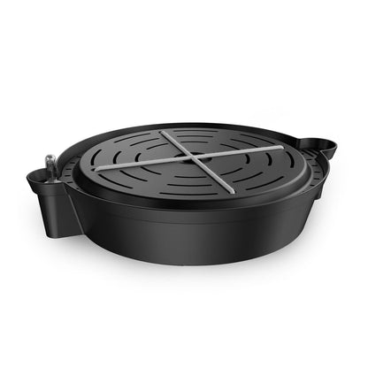 AC Infinity Selbstbewässerungsbasis für Stofftöpfe – 4er-Pack. Schwarze, flache Basis mit Wassertank. Bewässert Stofftöpfe via Kapillarwirkung.