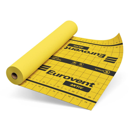 Eurovent AKTIV Zweilagige Aktive Dampfbremse 1.5x50m. Helle, gerollte Folie, feuchteregulierend für Dach, Wand, Decke.