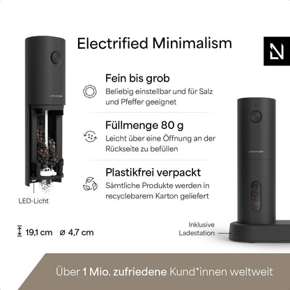 LARS NYSØM Salz- und Pfeffermühlen-Set elektrisch Carbon Black