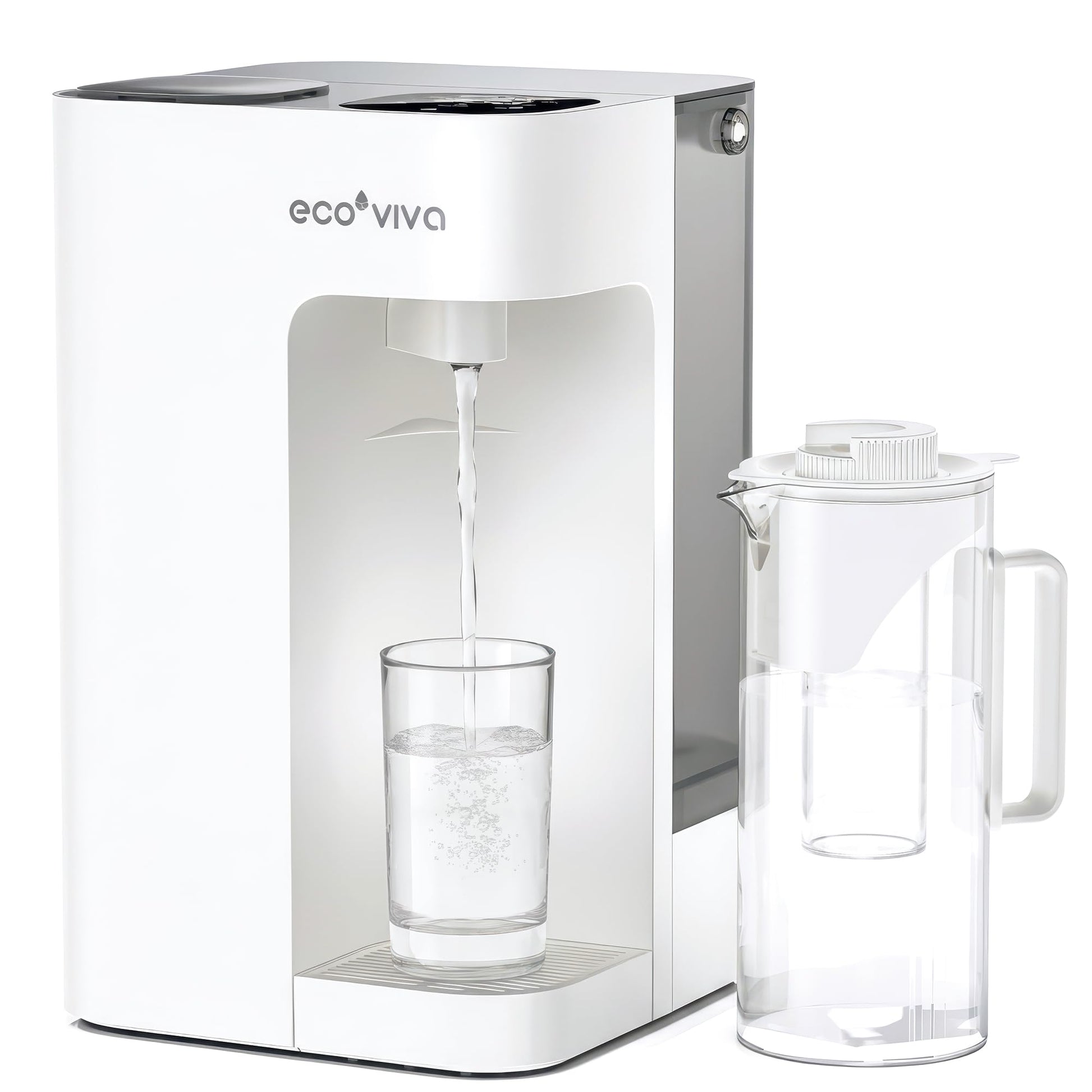 Ecoviva MATE 3 Auftisch Umkehrosmoseanlage Trinkwasserfilter - Weiss. Kompakte, weiße Auftischanlage. Filtert Leitungswasser zu reinem Trinkwasser.