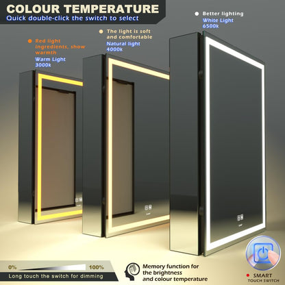 GANPE LED Beleuchteter Badezimmer Spiegelschrank – Links 50x70cm