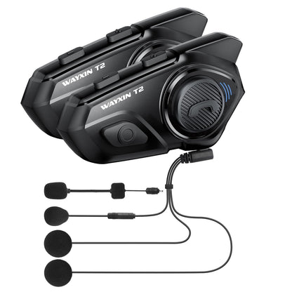 WAYXIN T2 Motorrad-Headset mit Gegensprechanlage, 2er-Set – Helm-Kommunikation für zwei Fahrer