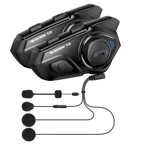 WAYXIN T2 Motorrad-Headset mit Gegensprechanlage, 2er-Set – Helm-Kommunikation für zwei Fahrer