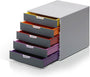 Durable Schubladenbox A4 Varicolor Ablagebox 5 Fächer - 760527. Rechteckige Box mit 5 farbigen DIN A4 Schubladen zur Büroorganisation.
