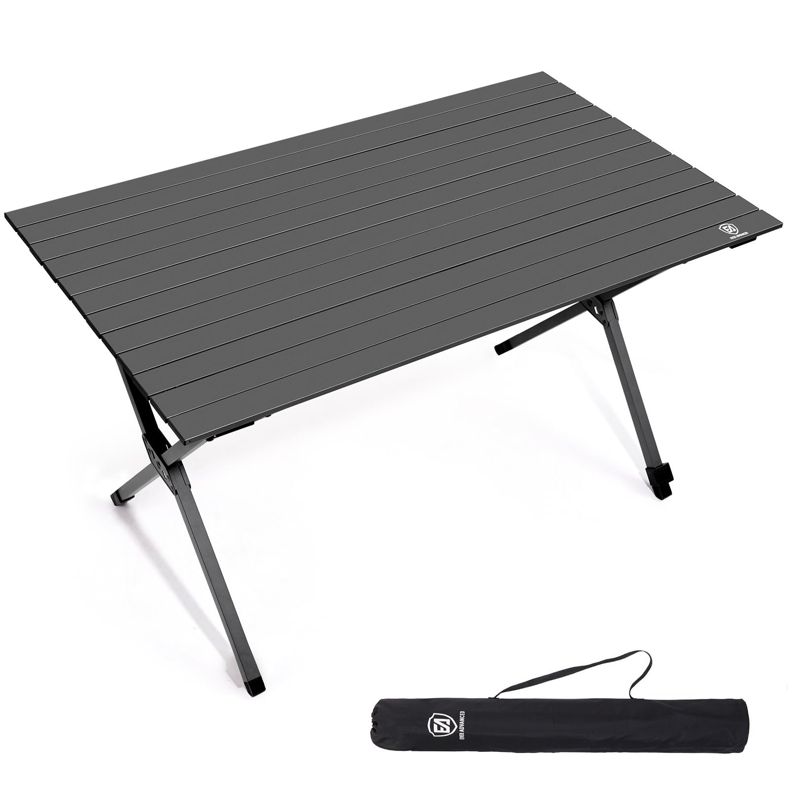 EVER ADVANCED Campingtisch Alu Klappbar - 120x70cm Dunkelgrau. Rechteckige Platte. Stabile Ess- u. Arbeitsfläche für Camping.