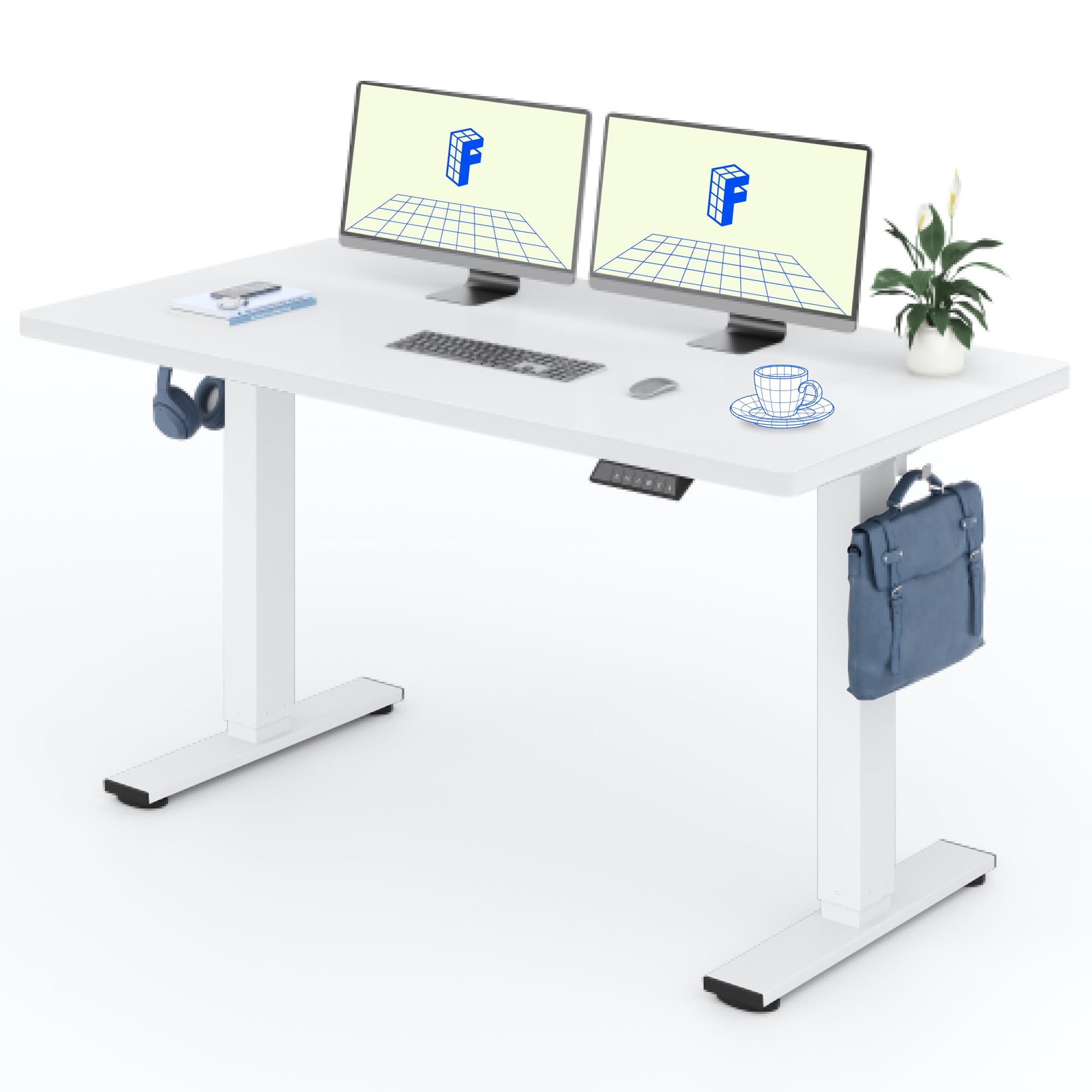FLEXISPOT Höhenverstellbarer Schreibtisch 140x80cm – Einteilig, Weiss. Elektrisch höhenverstellbar für flexibles Arbeiten.