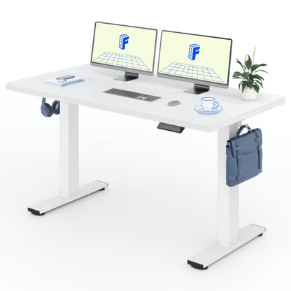 FLEXISPOT Höhenverstellbarer Schreibtisch 140x80cm – Einteilig, Weiss. Elektrisch höhenverstellbar für flexibles Arbeiten.