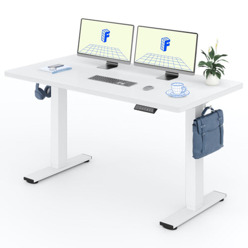 FLEXISPOT Höhenverstellbarer Schreibtisch 140x80cm – Einteilig, Weiss. Elektrisch höhenverstellbar für flexibles Arbeiten.