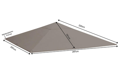 QUICK STAR Ersatzdach für Gartenpavillon 3x3 m, Grau RAL 7012