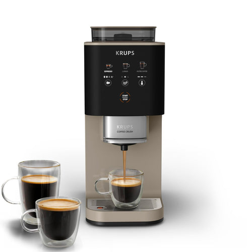 Krups Coffee Crush Extra Kaffeevollautomat SA402AE0 Beige, kompaktes Gehäuse, Edelstahlmahlwerk