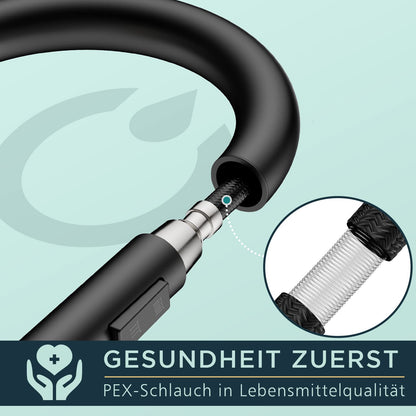 FORIOUS Küchenarmatur Schwarz mit ausziehbarer Brause, 360° schwenkbar