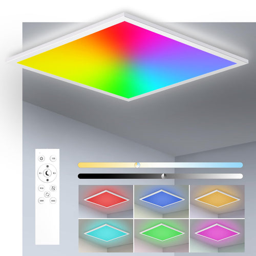 Oraymin LED Panel Deckenleuchte - RGB Dimmbar 45x45 cm. Quadratisches RGB-LED-Panel für dimmbare Deckenbeleuchtung und Raumausleuchtung.