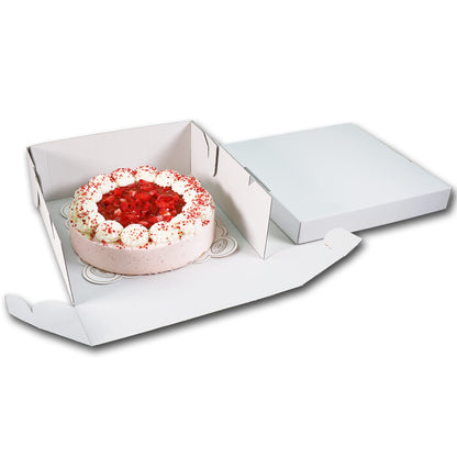 Europack24 Tortenkartons 32x32x12 cm, 50 Stück, 2-teilig aus Pappe
