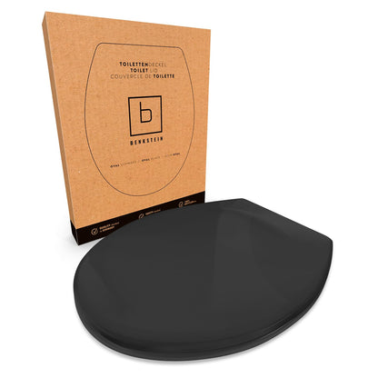 BENKSTEIN WC-Sitz oval schwarz, Duroplast, Softclose & Quick-Release