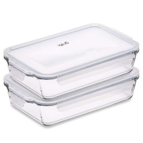 Igluu Meal Prep Auflaufform aus Borosilikatglas mit Deckel, 2,2 Liter – rechteckige Form
