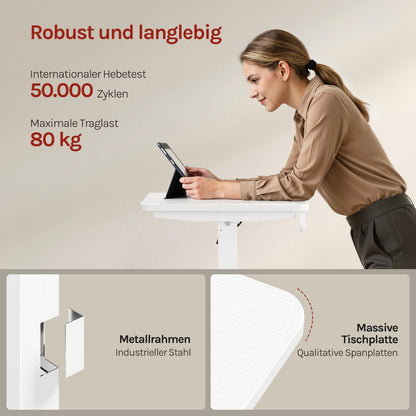 WOLTU Schreibtisch höhenverstellbar elektrisch, 80 x 48 cm, Weiss
