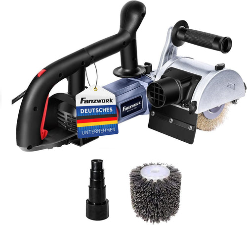 FANZWORK V2 Satiniermaschine 1500W. Blaues Handgerät mit Schleifwalze für Oberflächenbearbeitung, Strukturieren, Polieren.