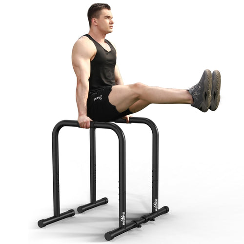 RELIFE Dip-Station Parallelstange – Robuster Dip-Ständer: Schwarzer Metallrahmen. Für Dips und L-Sits.