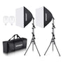 NEEWER Softbox Beleuchtung Set Fotostudio Licht – 2er-Set 700W 5500K. Zwei schwarz-silberne Softboxen für 5500K Diffuslicht.