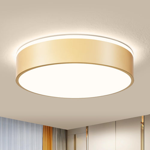 Vikaey moderne LED-Deckenleuchte Gold Metall Ø40cm – 4000K. Runde, goldene Deckenleuchte aus Metall für neutrale Raumbeleuchtung.