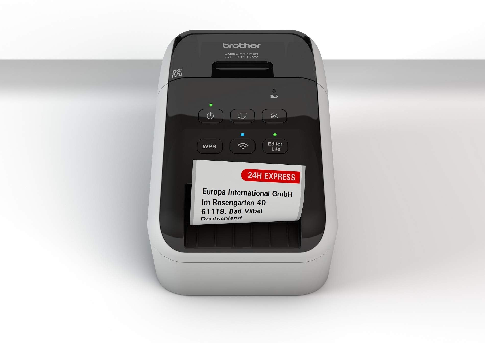 Brother QL820NWBC Labeldrucker mit WLAN & Bluetooth - Schwarz/Weiss. Rechteckiger Drucker für professionelle Etiketten.