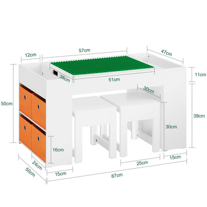 SoBuy Kindersitzgruppe KMB75-W mit Stauraum – Weiss