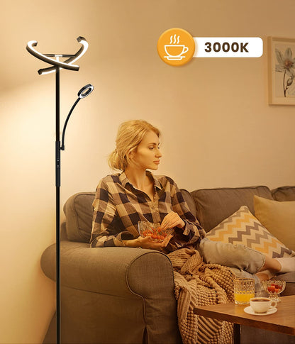 ANTENLICHT KAKA LED Stehlampe – Schwarz, Dimmbar Deckenfluter Leselicht