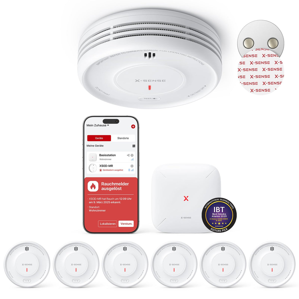 X-Sense Smart Rauchmelder WLAN XS0D-MR61 mit Basisstation SBS50 und Magnethalterung