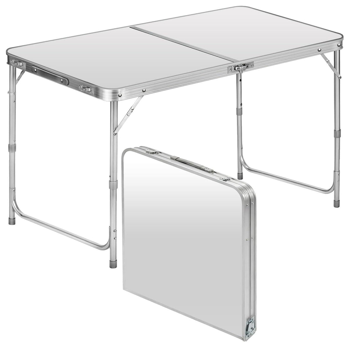 GOODS+GADGETS Klapptisch 120 x 60 cm weiss höhenverstellbar, mit Aluminiumkanten