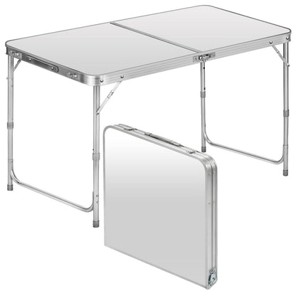 GOODS+GADGETS Klapptisch 120 x 60 cm weiss höhenverstellbar, mit Aluminiumkanten