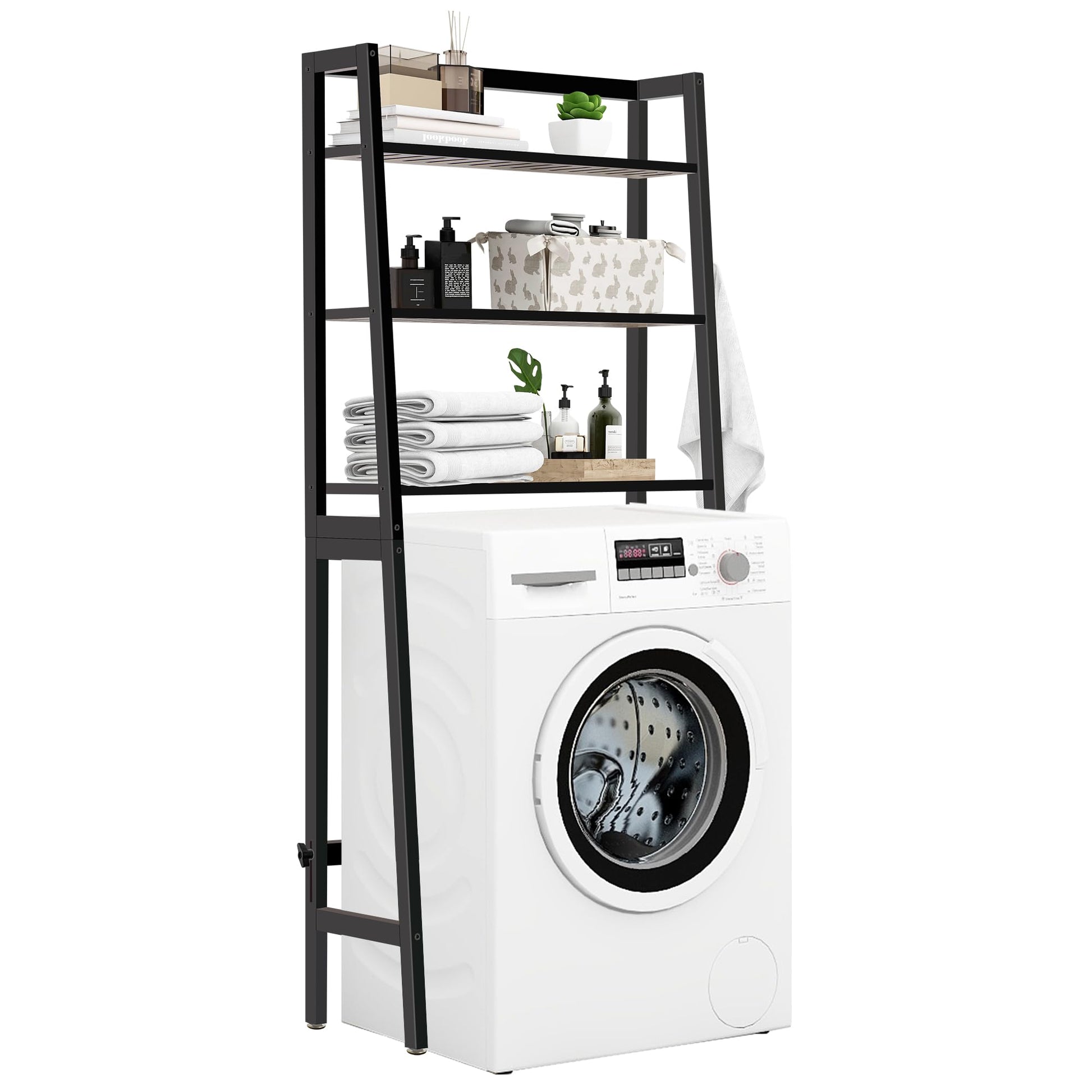 MallKing WC-Regal 3-stufig mit Toilettenpapierhalter – Schwarz. Schwarzes 3-Etagen-Regal für WC-Nutzung.