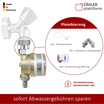 ZÄHLER plattform Wasserzähler Zapfhahn Qn 1,5 BL 80 mm 3/4 Zoll