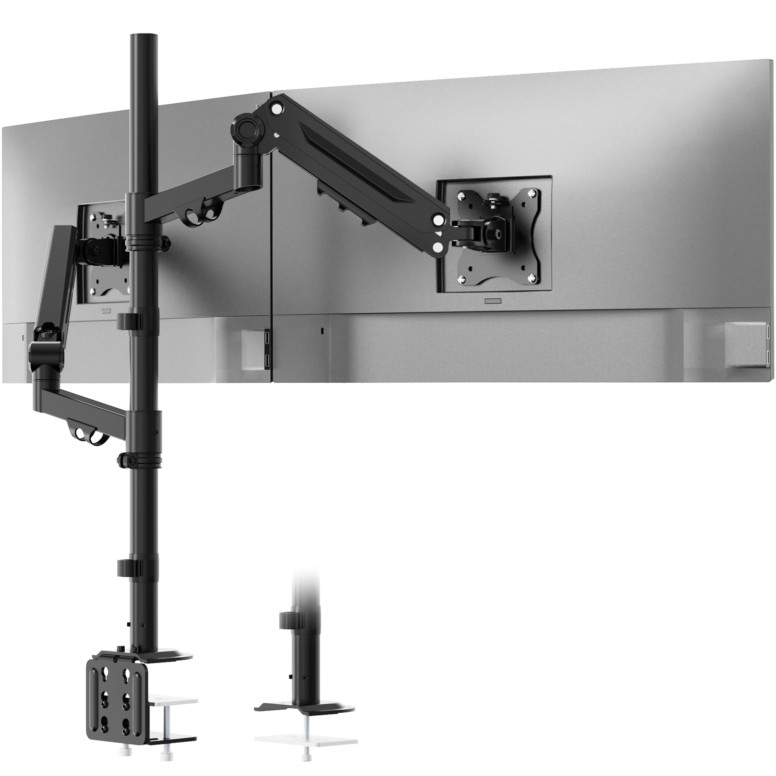 STANDOPIA Monitorhalterung 2 Monitore - 17-40 Zoll Bildschirme, schwarze Doppelarm-Halterung für ergonomische Positionierung.